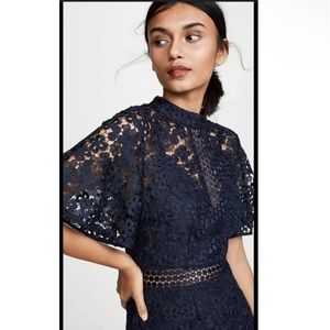 Keepsake Utopia Navy Lace Midi Dress Size M